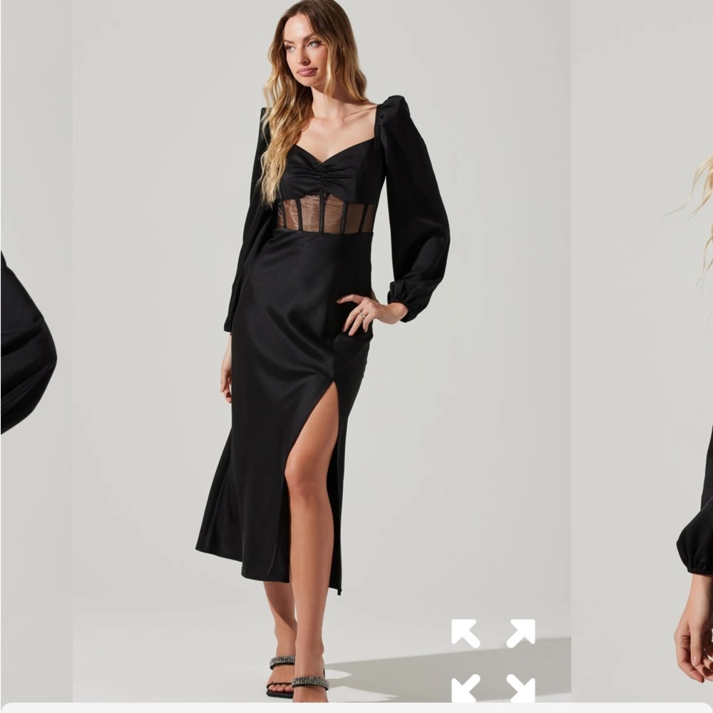 Astr The Label Gianna Mesh Long Sleeve Dress
